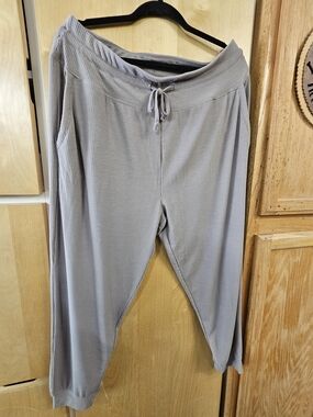 Mono B Ribbed Drawstring Pants in Taupe